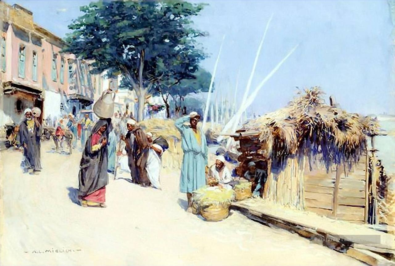 Scène orientale du marché du Caire Alphons Leopold Mielich scènes orientalistes Peintures à l'huile